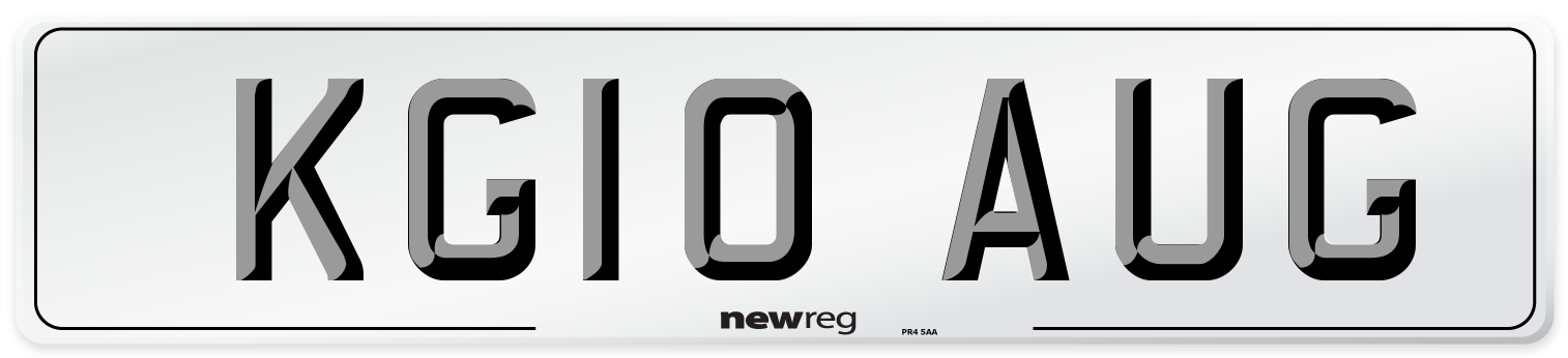 KG10 AUG Number Plate from New Reg